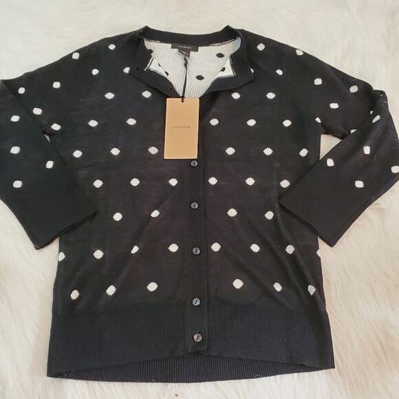 Polka Dot Cardigan $59 Halogen XS Black and White Polka Dot Button Front Sweater - Picture 3 of 7